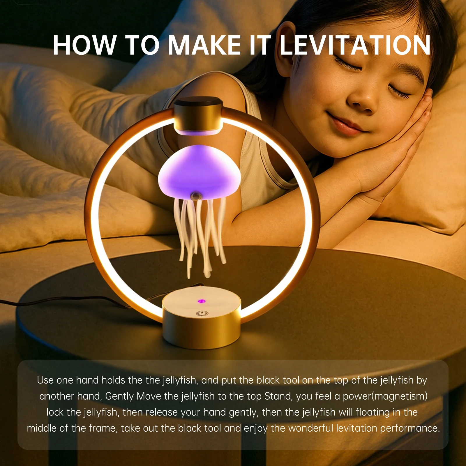 Lámpara de medusas Maglev, luz ambiental, luz nocturna, tentáculos de natación, gradiente colorido, dormitorio, sala de estar, estudio, luz de ambiente