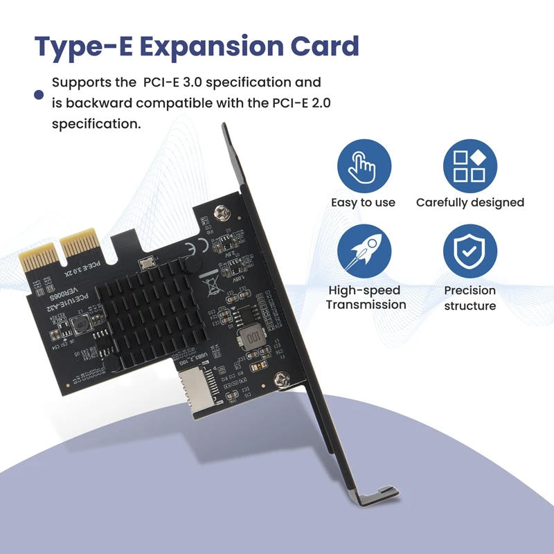 Плата расширения PCI-E 2X к USB3.1 A-Key Gen2 Передняя плата расширения Type-E, внутренняя часть 10 Гбит/с Type-E