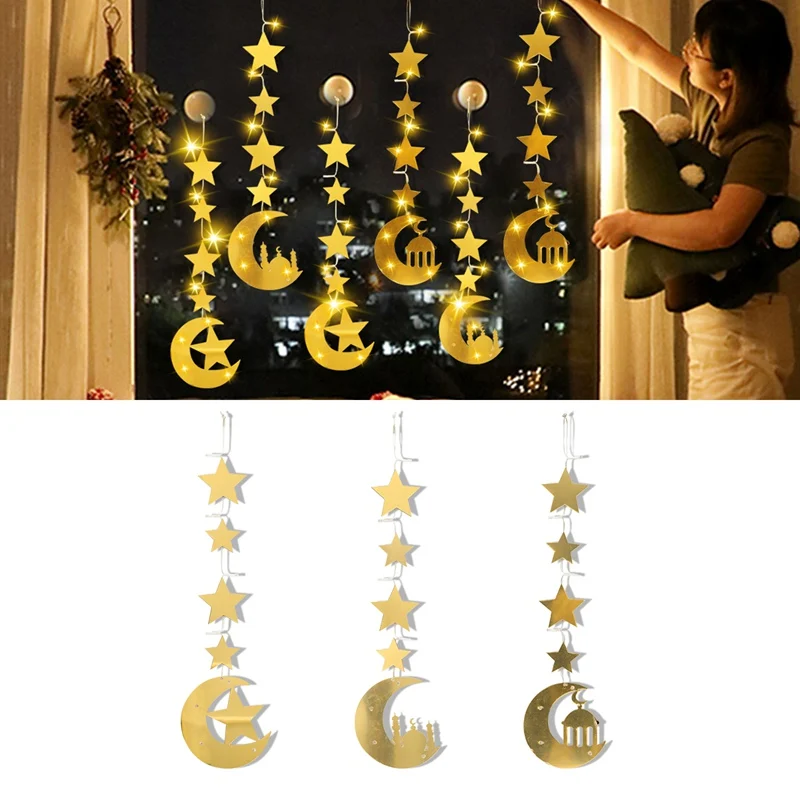 

Eid Mubarak Moon Star String Light Hanging Ramadan Decoration for Home 2023 Islamic Muslim Ramadan Kareem Party Eid Al Adha Gift