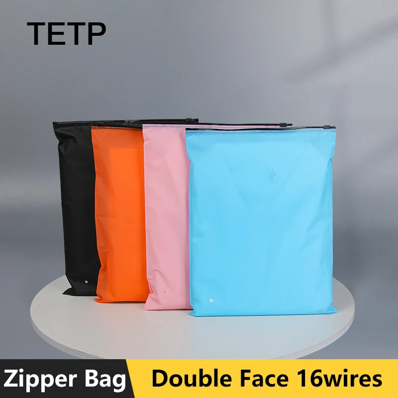 TETP 50Pcs Colorful CPE Zipper Bag Home Travel For T-shirt Coat Underwear Hoodies Packaging Storage Pocket For Small Business