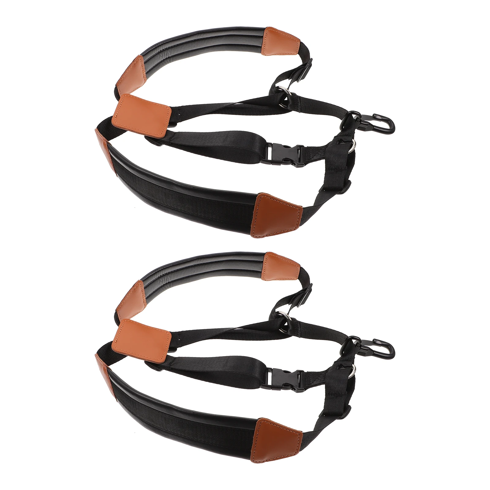 

2Pcs Durable Oxford Leather Kids Saxophone Strap Comfortable Pressure Relief Shoulder Support Black