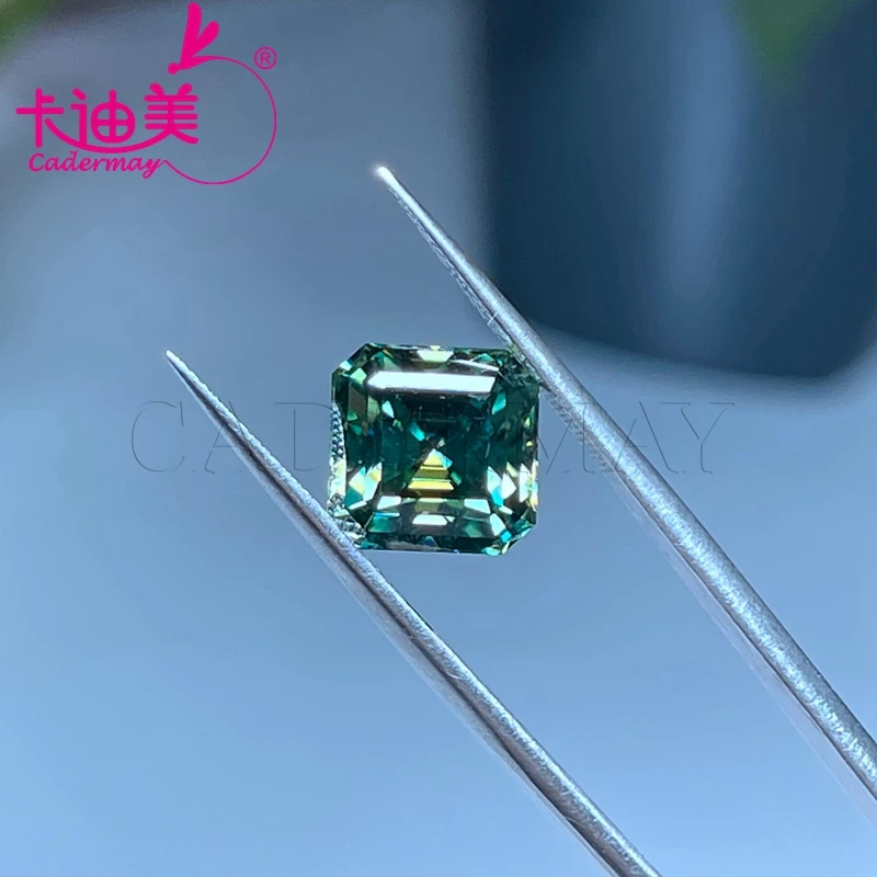 Asscher Cut  Moissanite Loose Stone Green Coloer 0.5CT--5CT Gemstone For Jewelry Making