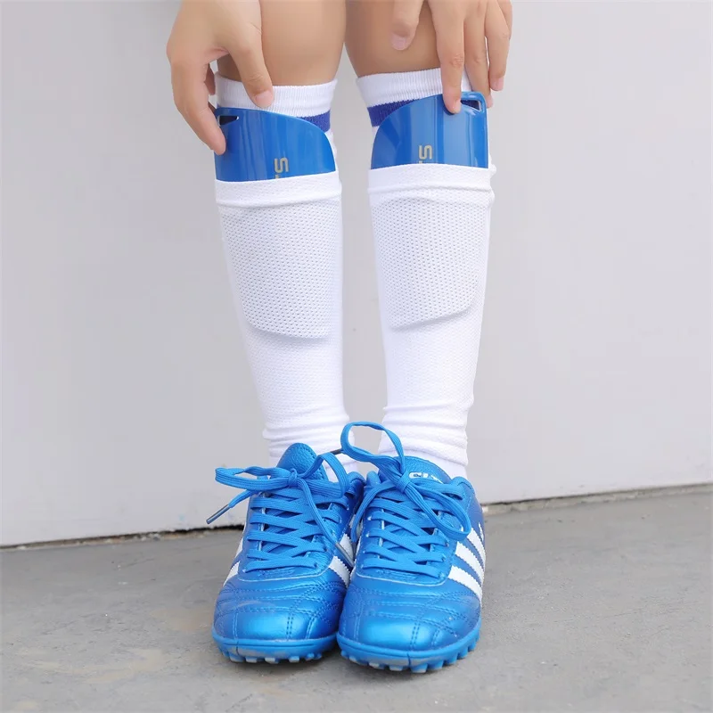 A Set Soccer Shin Guards Calf Sleeve With Pocket Adults Kids Football Shin Pads Leg Shinguards Sports Protective Gear