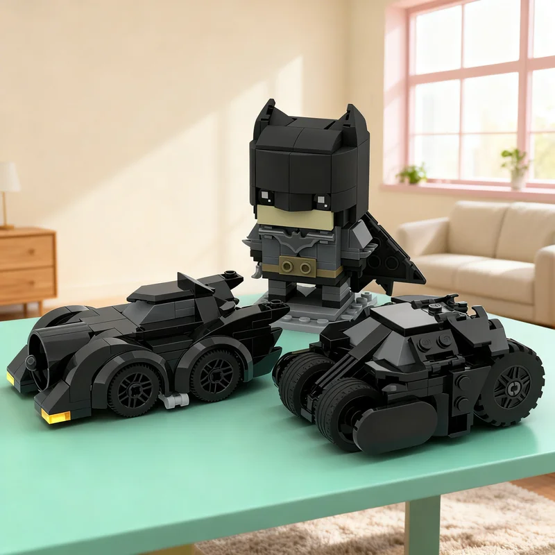 

375pcs MOC Dark Knight Batmobiles Brickheadz Model Building Blocks Creative DIY Gift Display Decor Assemble Premium Adult Kids