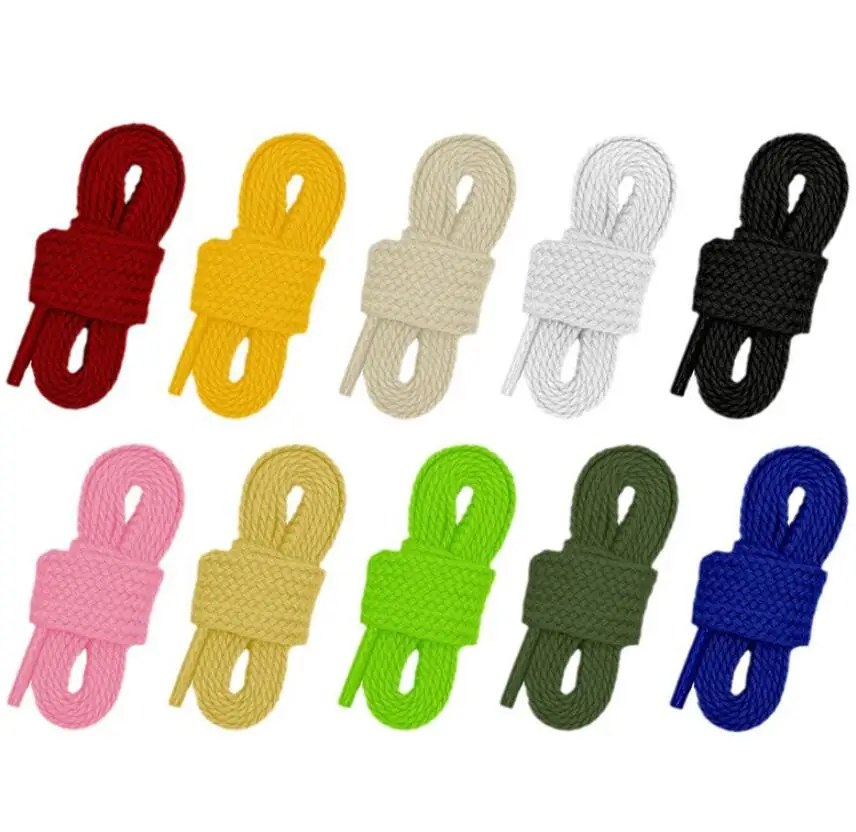 2024 Polyester shoelaces Rope shoelaces Double flat black and white color