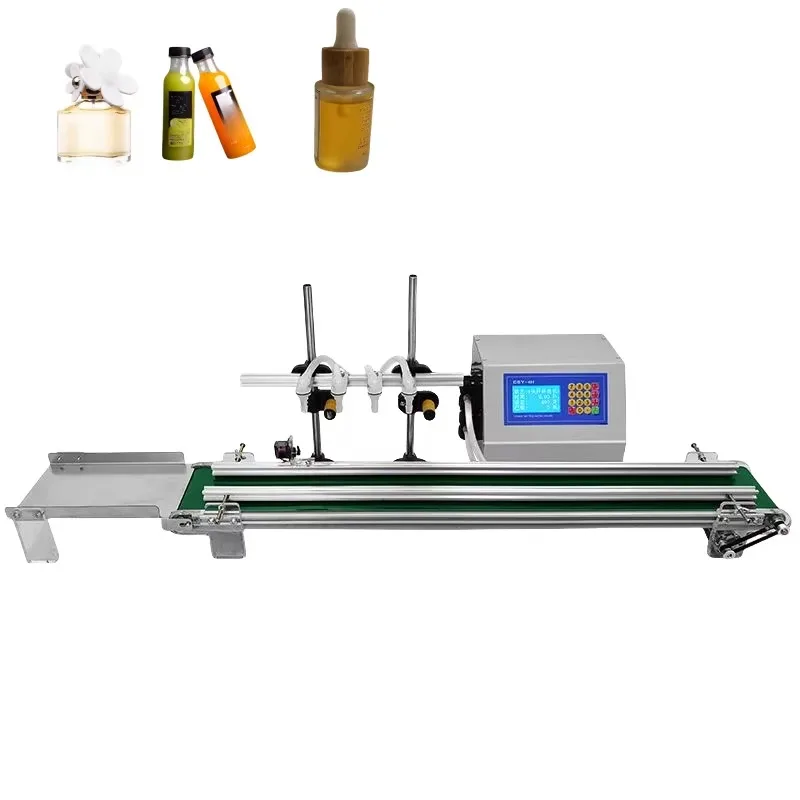 Best-Selling Digital Control Desktop 4 Nozzles Conveyor Belt Water Perfume Oil Sauce Juice Bottle Water Liquid Filling Machine