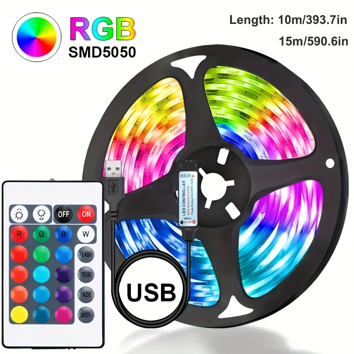 

RGB LED strip with infrared remote control and music synchronization 5050 flexible light suitable for party atmosphere