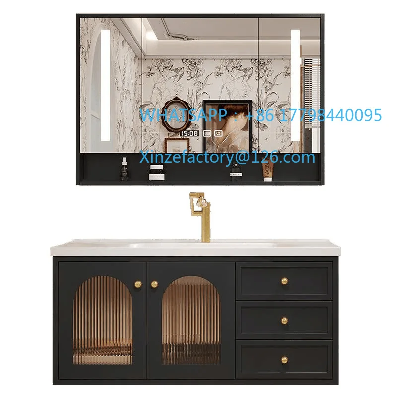 

Customizable oak retro bathroom cabinet French ceramic integrated basin toilet wash basin cabinet