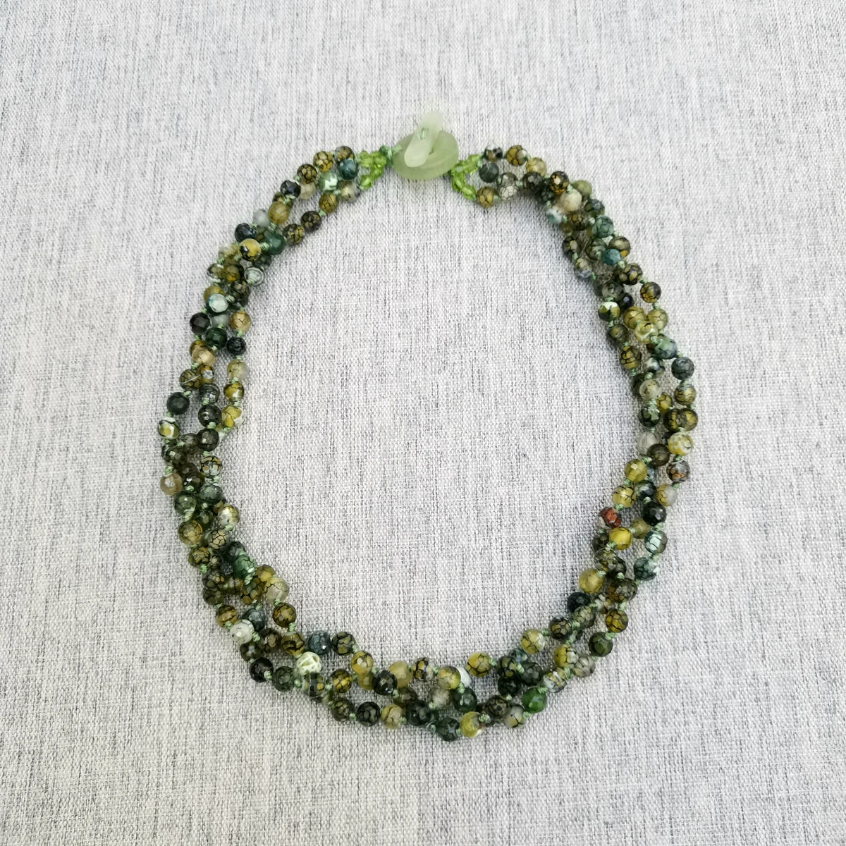 

Lii Ji Real Stone Green Necklace 47cm Agate Mutil Strands Necklace Women Jewelry Stock Sale