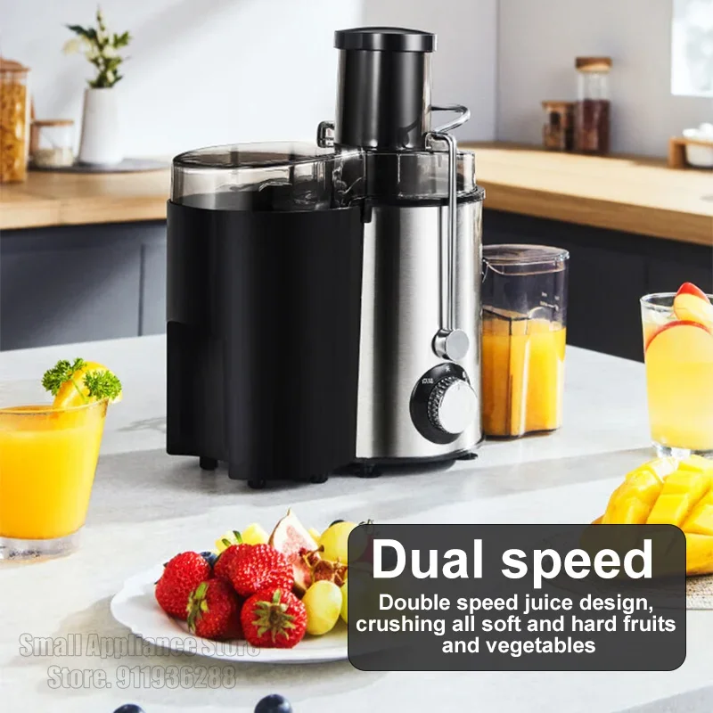 Midea Electric Juicer with 64mm Feed Chute, 280W Powerful Motor Double Speed Juice Extractor Fits Whole Fruits