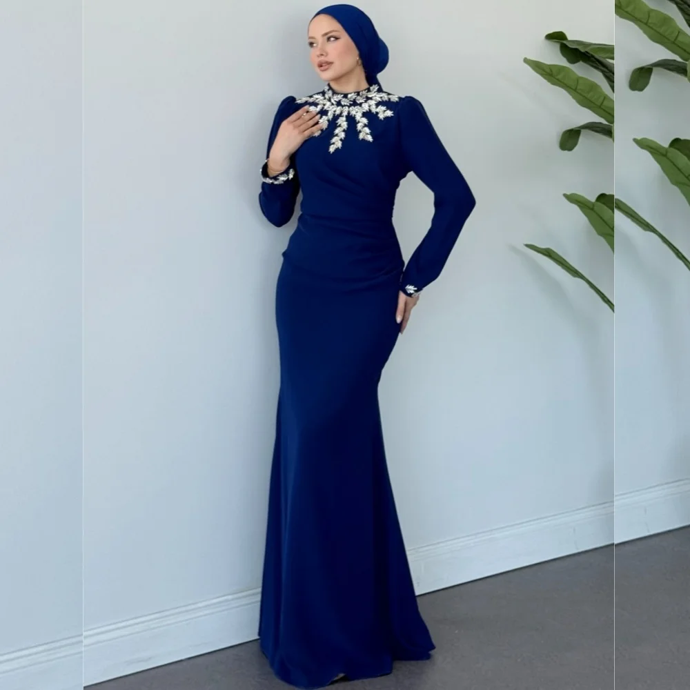 

Customized Chinese Style Jersey Sequined Trumpet High Collar Long Dresses Bespoke Occasion Intricate Retro