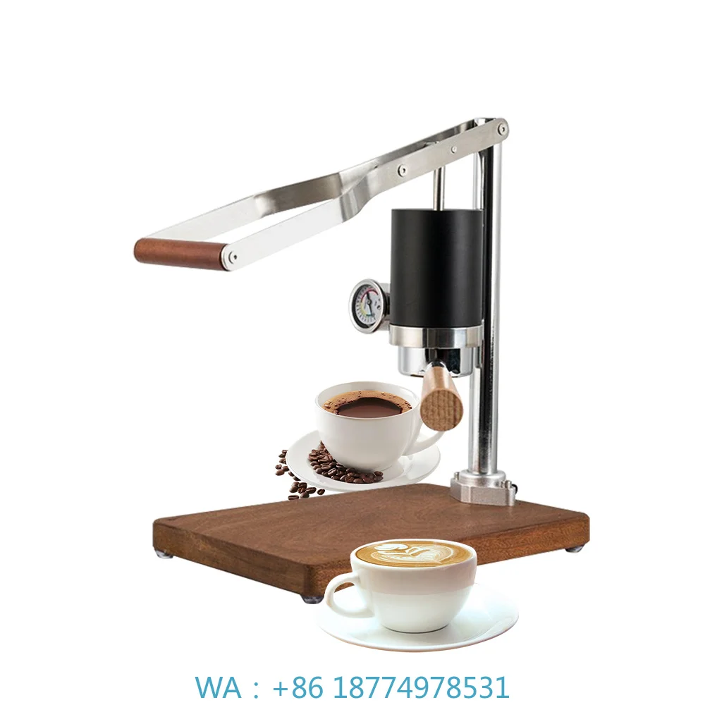 1. Retro Hand Press Espresso Maker, 51mm Extraction Head 85ml Inner Cavity Visual Pressure Gauge With Long Press Lever Coffee