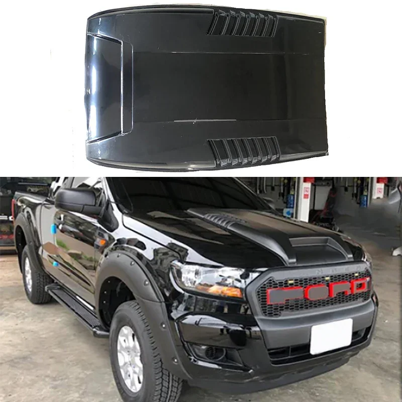 

New！ Fit for Ford Everest Endeavour 2016 2017 2018 2019 ABS Black Bonnet Scoop Fit for Ford Ranger T7 Wildtrak