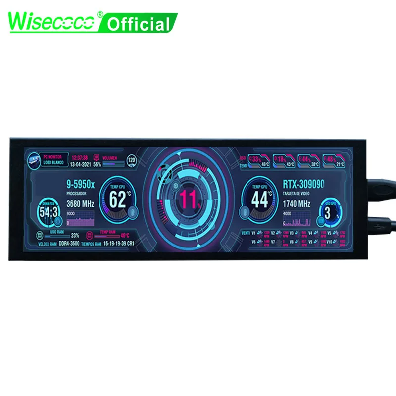 Wisecoco 7.84 Cal 400x1280 Monitor dodatkowy Mini przenośny Monitor pomocniczy wyświetlacz pomocniczy Aida64 do monitorowania procesowego CPU GPU SSD