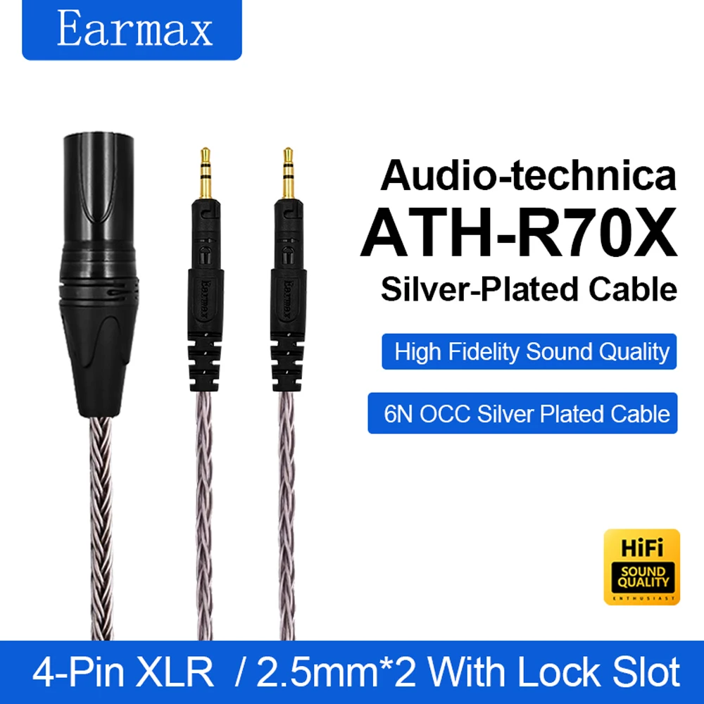 HiFi 4.4mm To XLR 4-Pin Balanced Cable OCC Silver Plated Copper Wire Headphone Upgrade Replacement Cord Compatible With ATH-R70X