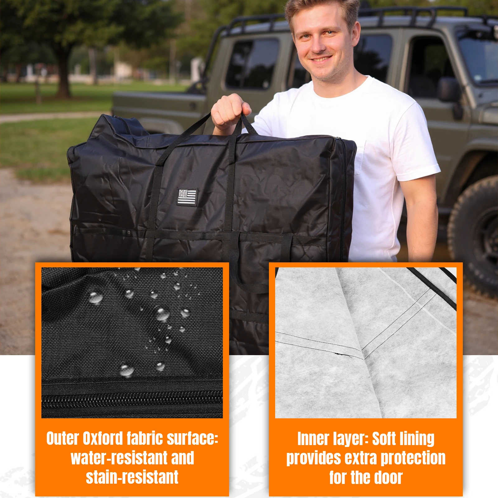 

4pcs Front Rear Door Storage Bags Organizer Oxford Cloth Doors Protection Bag with Handle Fit for Ford Bronco 4-Door 2021-2025