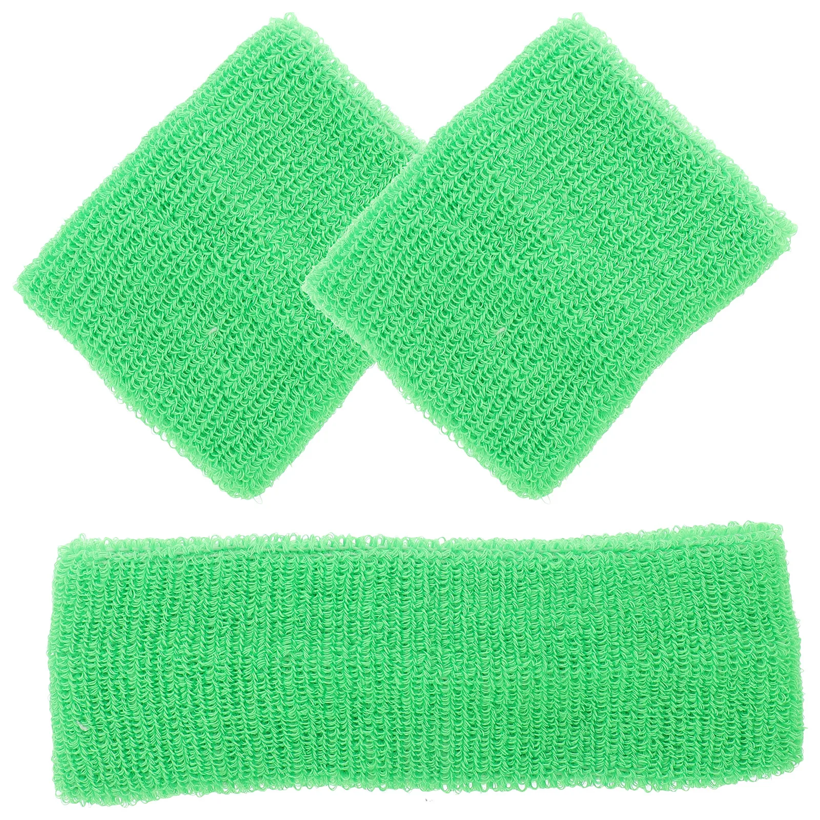 

1 set Cotton Sports Headbands Wristbands Green Color Sweat Absorbent Breathable Elastic Yoga Accessories Workout