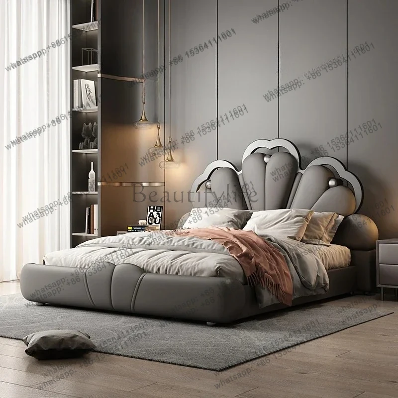 

Headboard 1.5m Double Bed Gray Frame Design Twin King Size Double Bed Frame Luxury House Letto Matrimoniale Bedroom Furniture