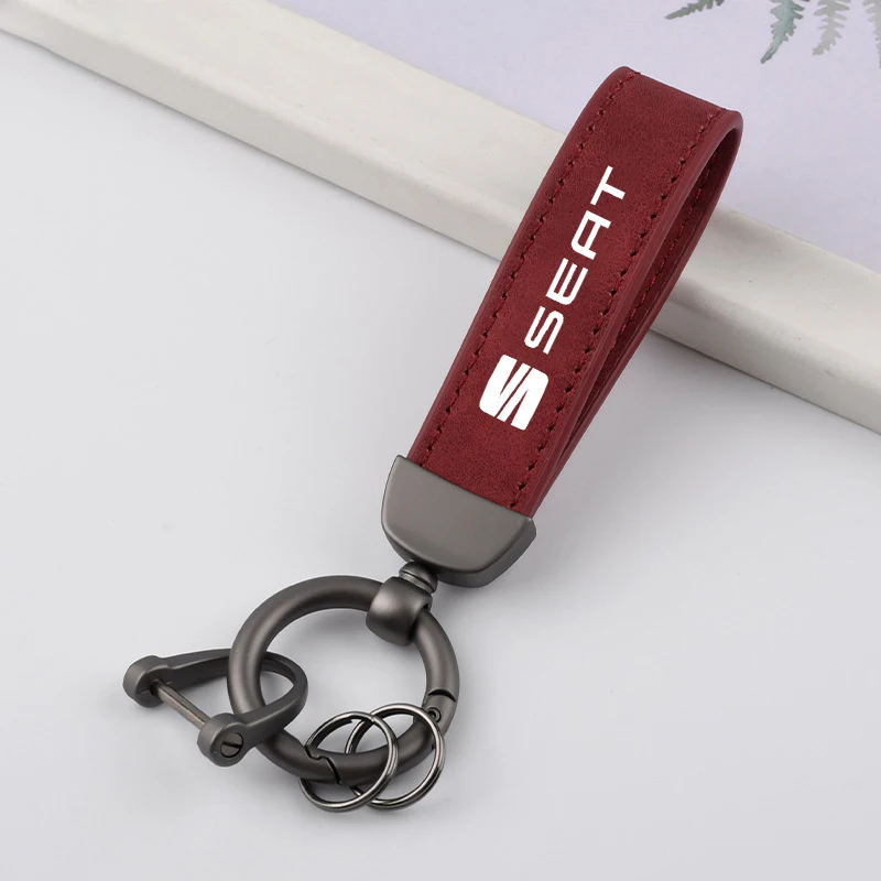 Suede Leather Car Styling SEAT Logo Keychain Metal Key Chain Ring For Seat Ibiza FR Ateca Altea Leon Alhambra Exeo Arona Toledo