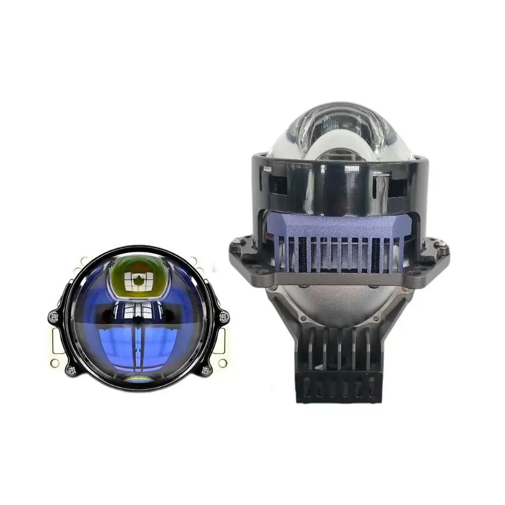 

Super bright 75W high power 6000K LED headlight 3 inch round double laser lens with high beam and low beam automotive lighting