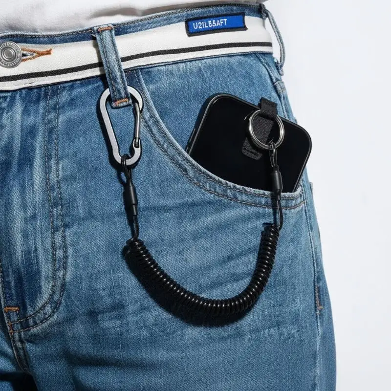 Quick Disconnect Retractable Phone Safety Lanyard Anti-Theft Spring Strap with Tether Tabs for Outdoor Adventure Work School