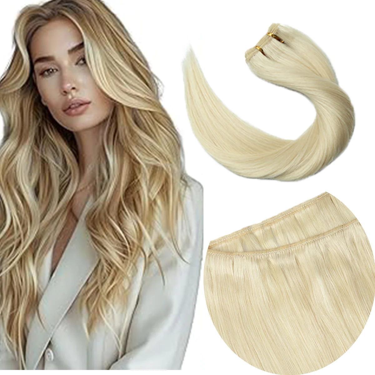 12-24 Inch Human Hair Sew In Weft Extensions Highlights Double Weft Real Human Hair for Women 50G