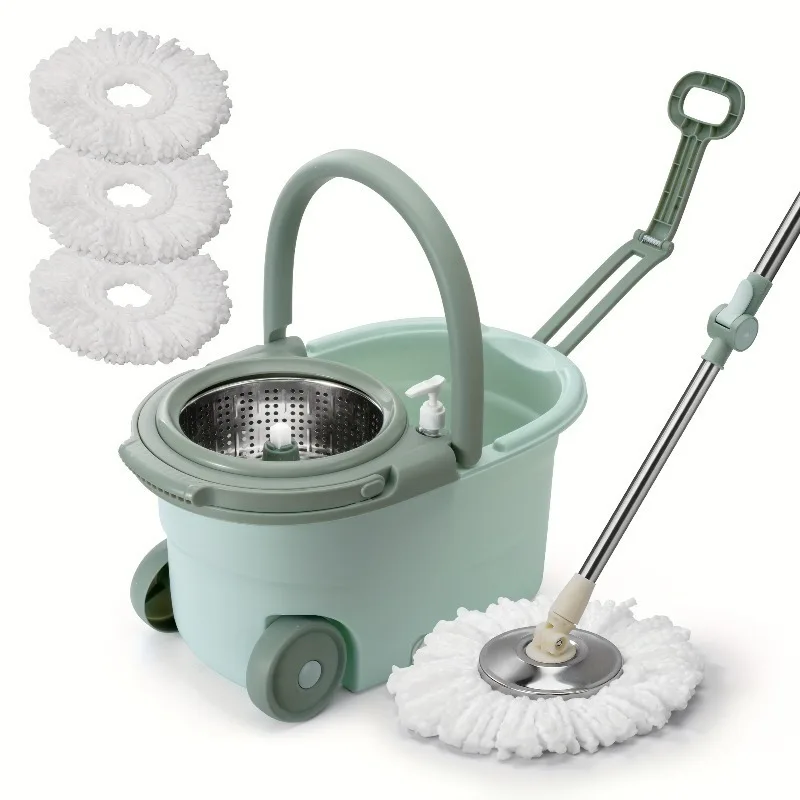 

Spin Mop and Bucket Set – Hands-Free Cleaning System with 3 Microfiber Mop Replacement Heads for Easy Floor Cleaning