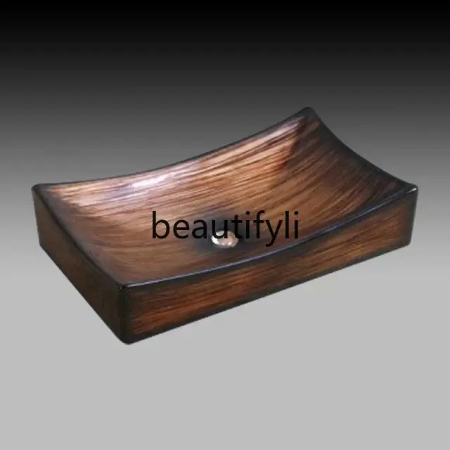 

Boutique countertop basin high-grade wood grain, super bright glaze