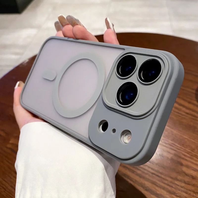 Matte, transluzente MagSafe-Hülle für iPhone 17 Air, 16e, 15, 14, 13, 11, 12, 17 Pro Max Plus – Magnetische kabellose Ladehülle