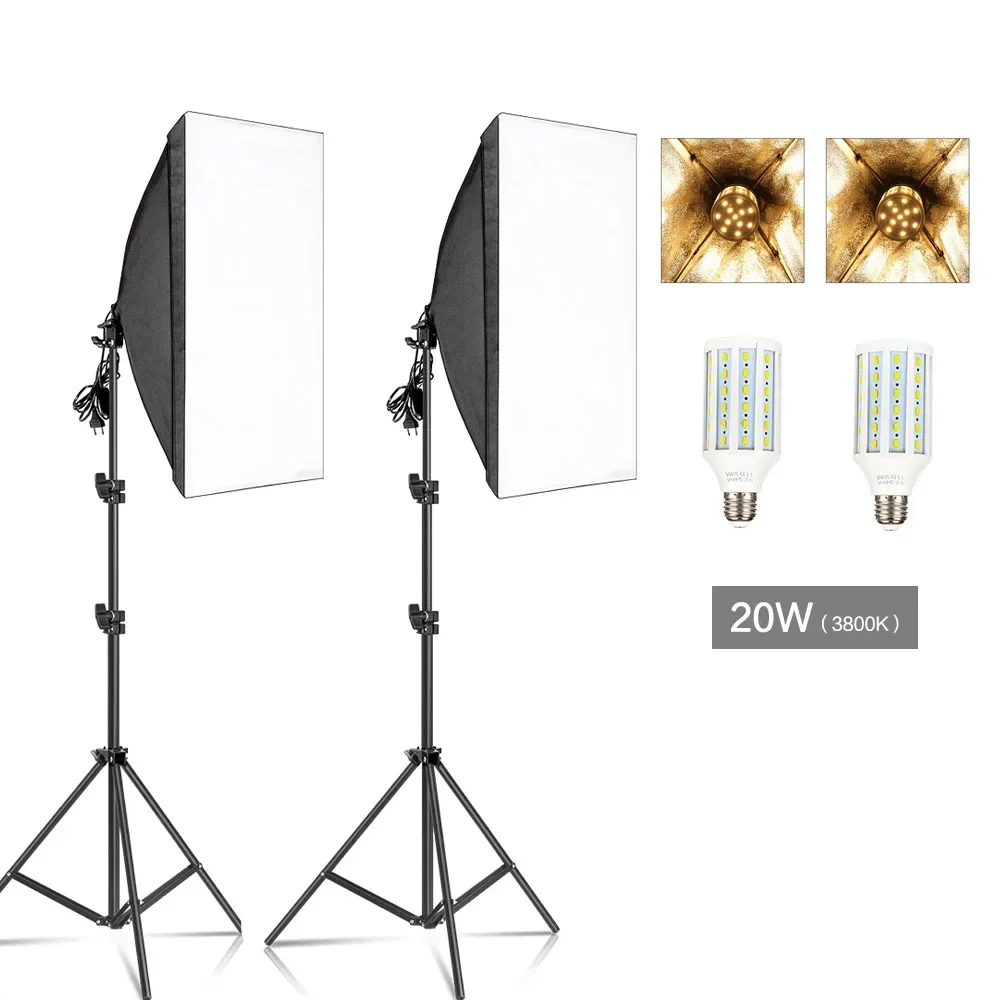 SH Professional Photography Softbox With E27 Socket Light Soft Box Lighting Kit For Photo Studio Portraits And Video Shooting