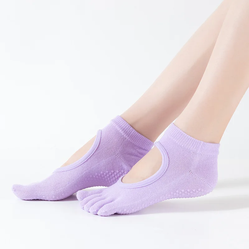 Half Toe Five-finger Yoga Socks Dot Glue Women\'s Non-slip Pilates Ankle Sports Socks Fitness Ballet Split Yoga Socks 3 Pairs