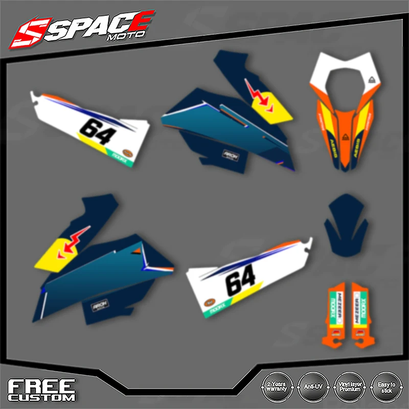 

SPACE Custom Motorcycle Graphics For KTM 2007 2008 2009 2010 2011 SMR 690 R Decal Stickers Kits 009