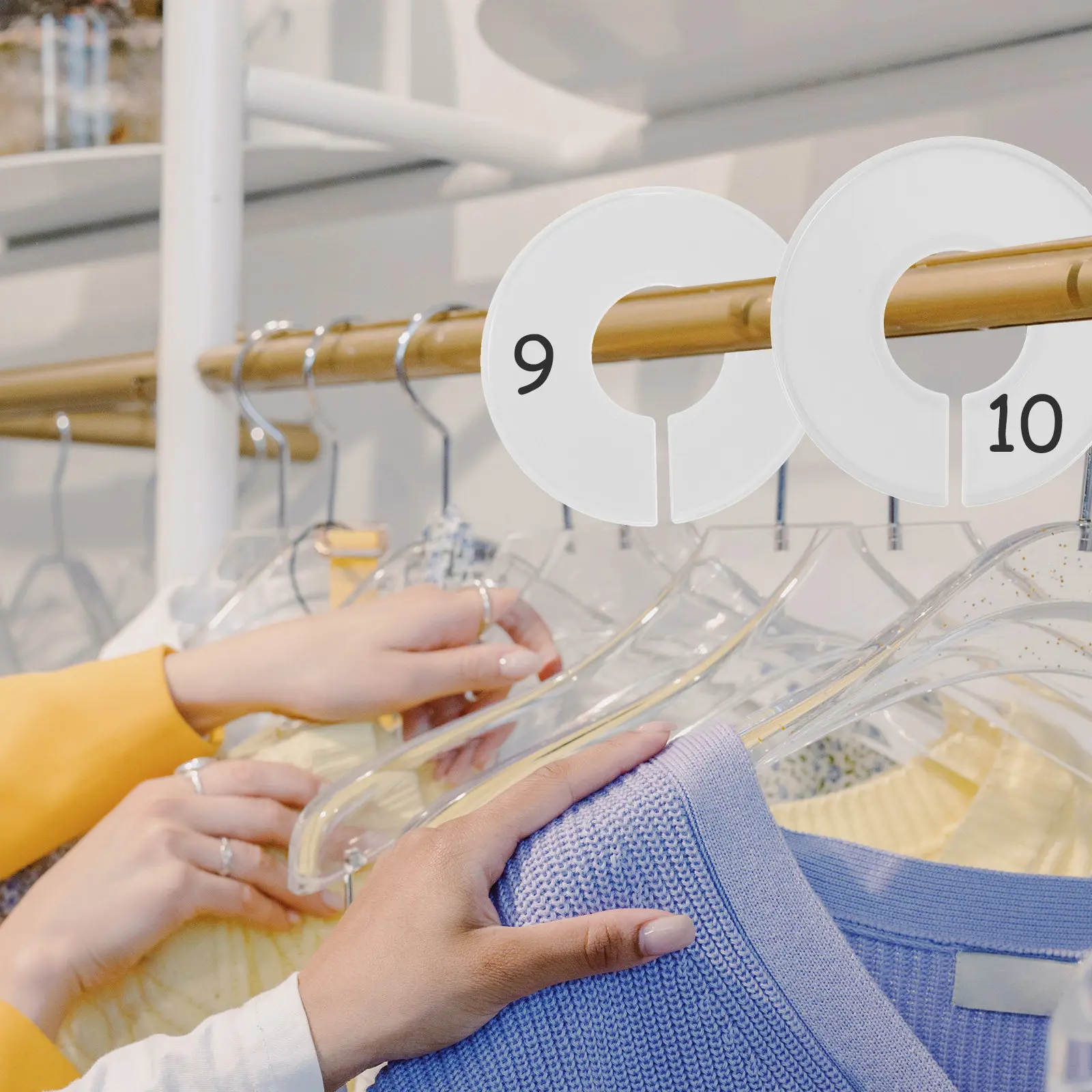 

50Pcs Size Dividers Clothes Organizers Round Plastic Clothes Hanger Dividers Wardrobe Clothing Size Markers Nursery