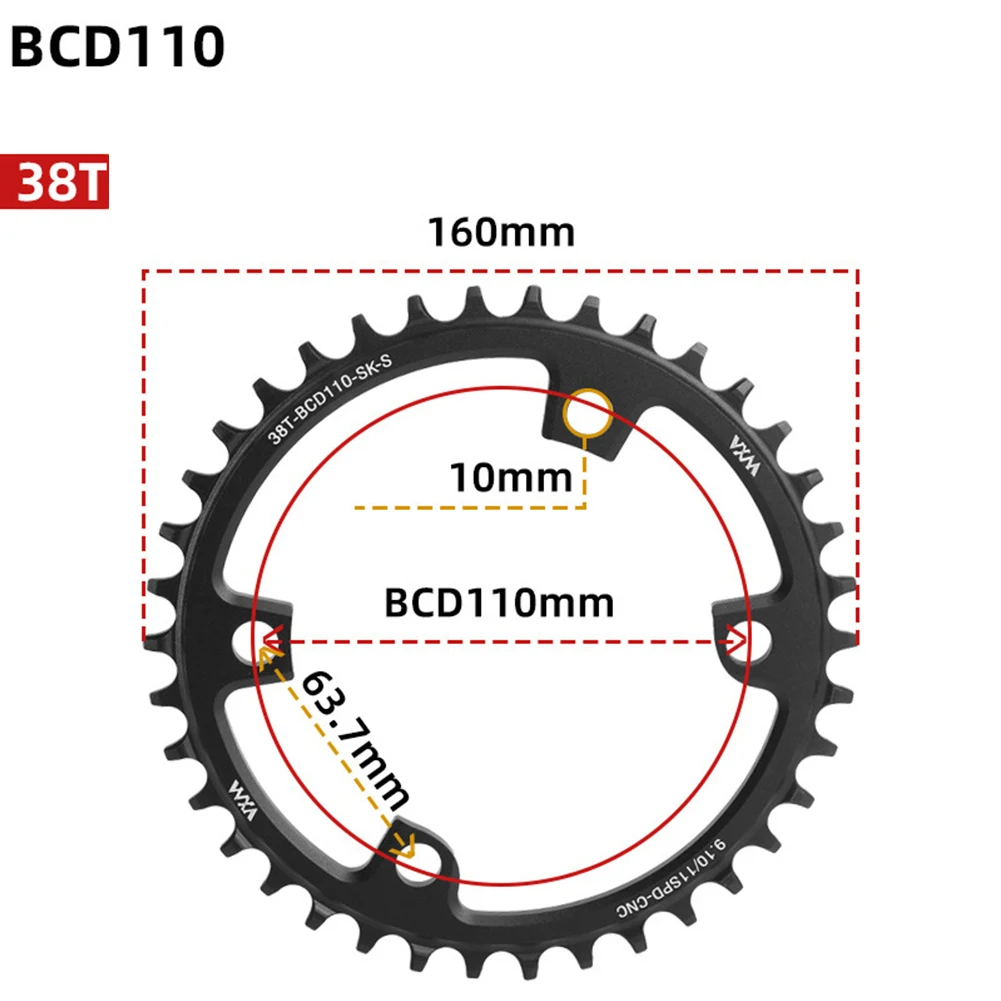 Aluminum Alloy Construction in a Reliable Single Round Chainring Designed Specifically for the Demands of Road Cycling