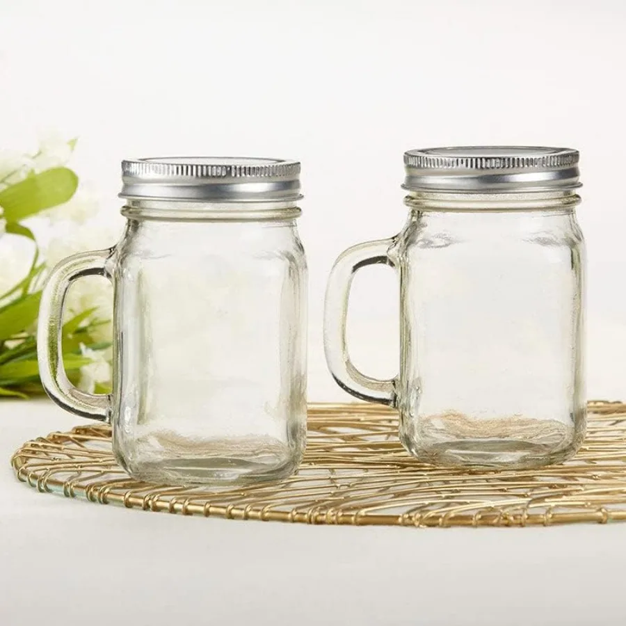 

36PCS 12 oz. Large Glass Jars with Lids and Handles for Wide Mouth Drinking Ideal for DIY Wedding Favors Bridal Shower and Baby