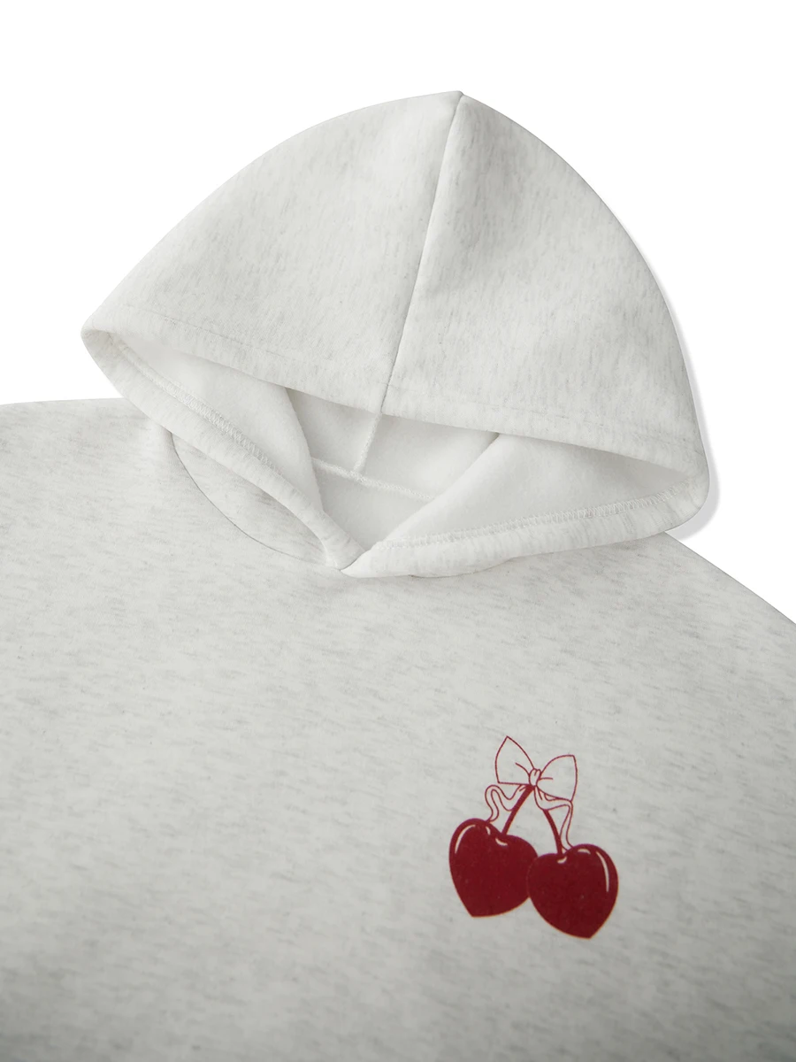 المرأة Casuan مجموعة الكرز رسالة طويلة الأكمام مقنعين البلوز الرباط Sweatpants 2 قطعة الزي عارضة