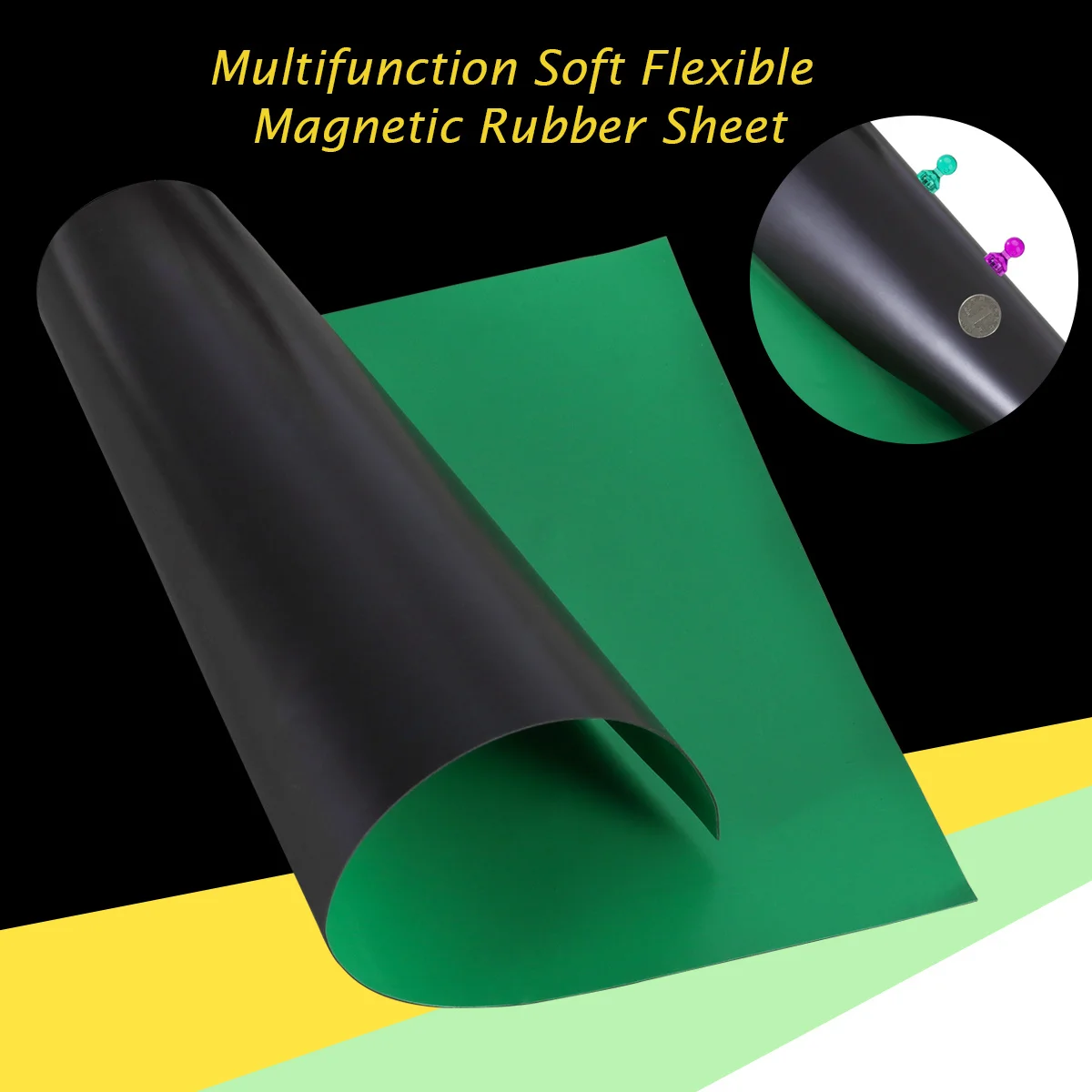 

Black 297Mm by 210Mm Thin Magnetic Sheet Rubber Material One Side Magnetic Powder for Smooth Metal Surfaces Multipurpose Use