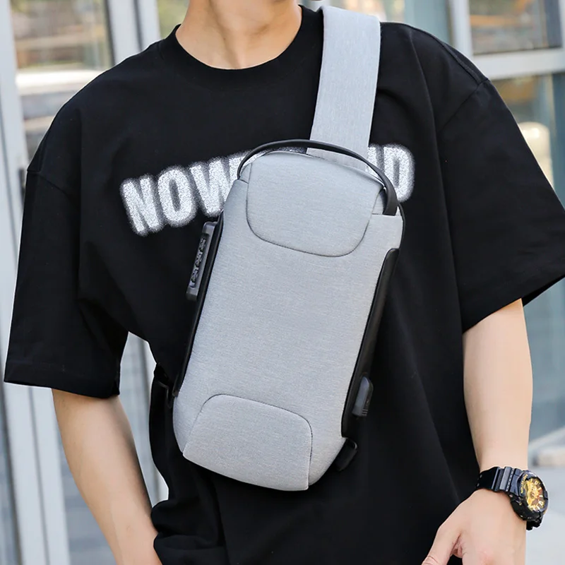 حقيبة صدر عملية للجنسين من النايلون خفيفة الوزن مع قفل مضاد للسرقة ومنفذ USB حقيبة حبال متعددة الجيوب للتنقل والسفر #6