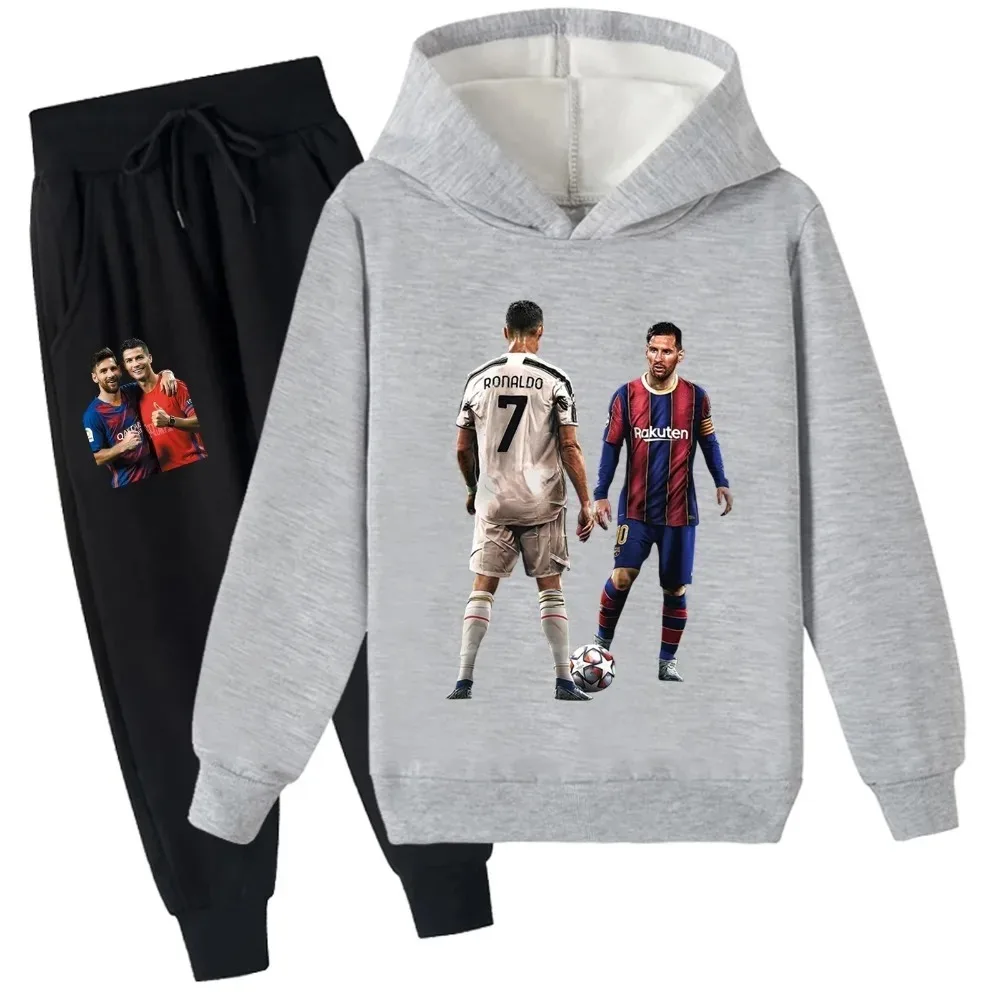 Cris-tiano R-ronaldos Soft Brushed Sweatshirt and Long Pants 2Pcs Set,Unisex Kid Winter Warm Outfit for 2-14Y