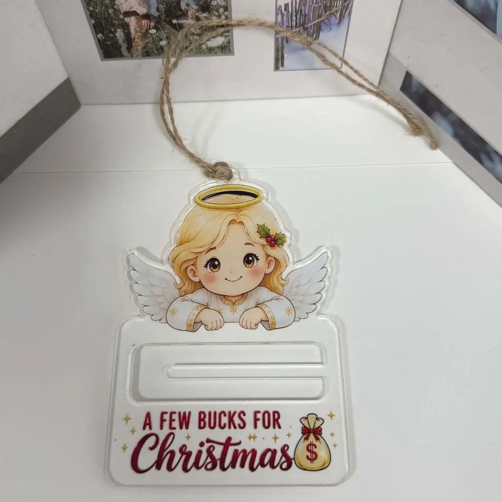 Waterproof Acrylic Cash Clip Clear Surface Lightweight Christmas Cash Holder Compact Size Vivid Printing Festive Holiday Pendant