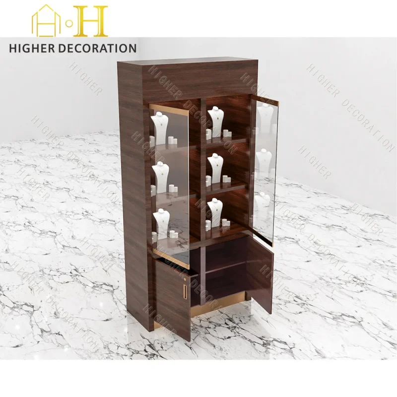 custom.Modern Glass Display Showcase Durable Smoke and Functional Display Cabinet Including MDF Showcase