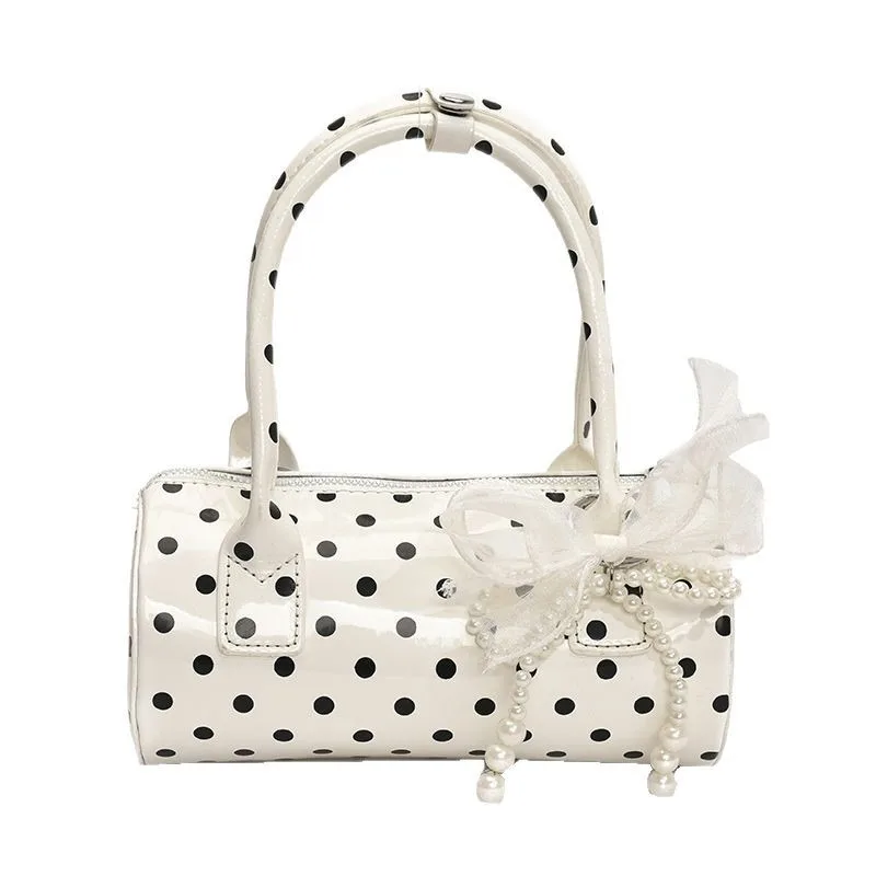 

Ladies' polka dot mini single-shoulder bag, PU leather adjustable shoulder strap, fashionable handbag and clutch, suitable