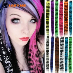 สังเคราะห์ One Hair Extension วิกผมผู้หญิงยาวตรงคลิปสีสาย Zebra Feather Hair Extensions ผมปลอม