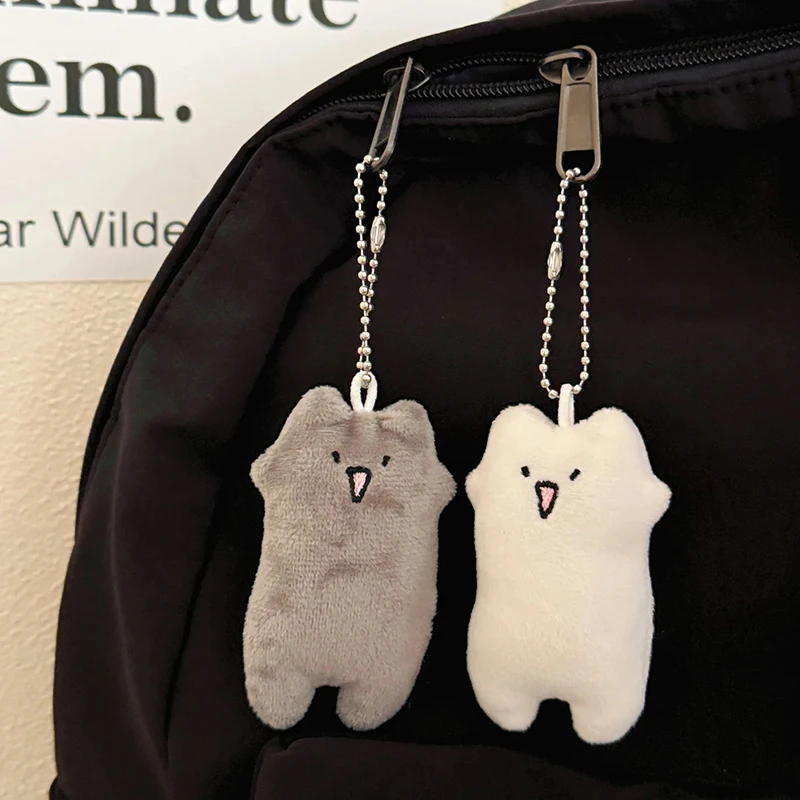 Cartoon Cat Plush Pendant Animal Cute Stuffed Key Chain Soft Bag Car Keychain Claw Machine Doll Graduation Ceremony Gift