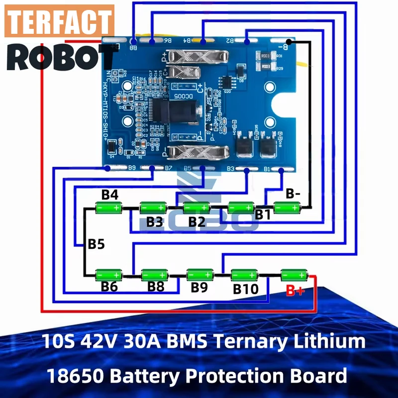 18650 Ternary Lithium Battery BMS (10S 42V 30A): Temp-Protected for Electric Drill Charging