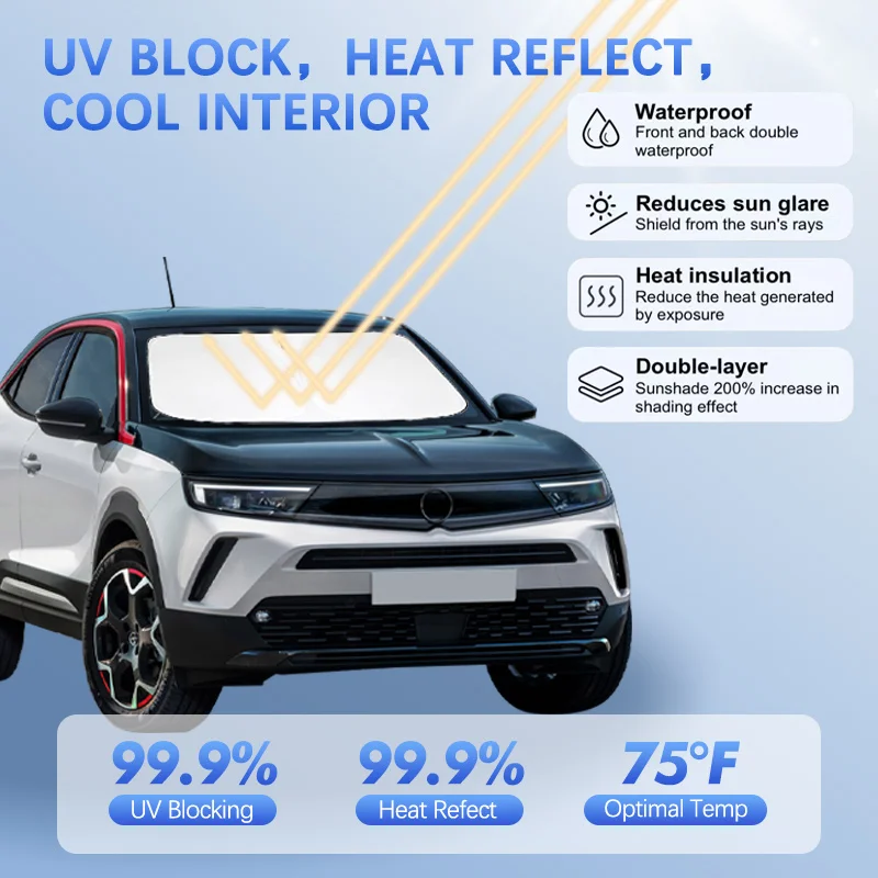 Parasol para parabrisas de coche para Opel Mokka E Corsa Astra Meriva, parasol, Protector de visera, bloques de rayos UV, accesorios de verano para coche