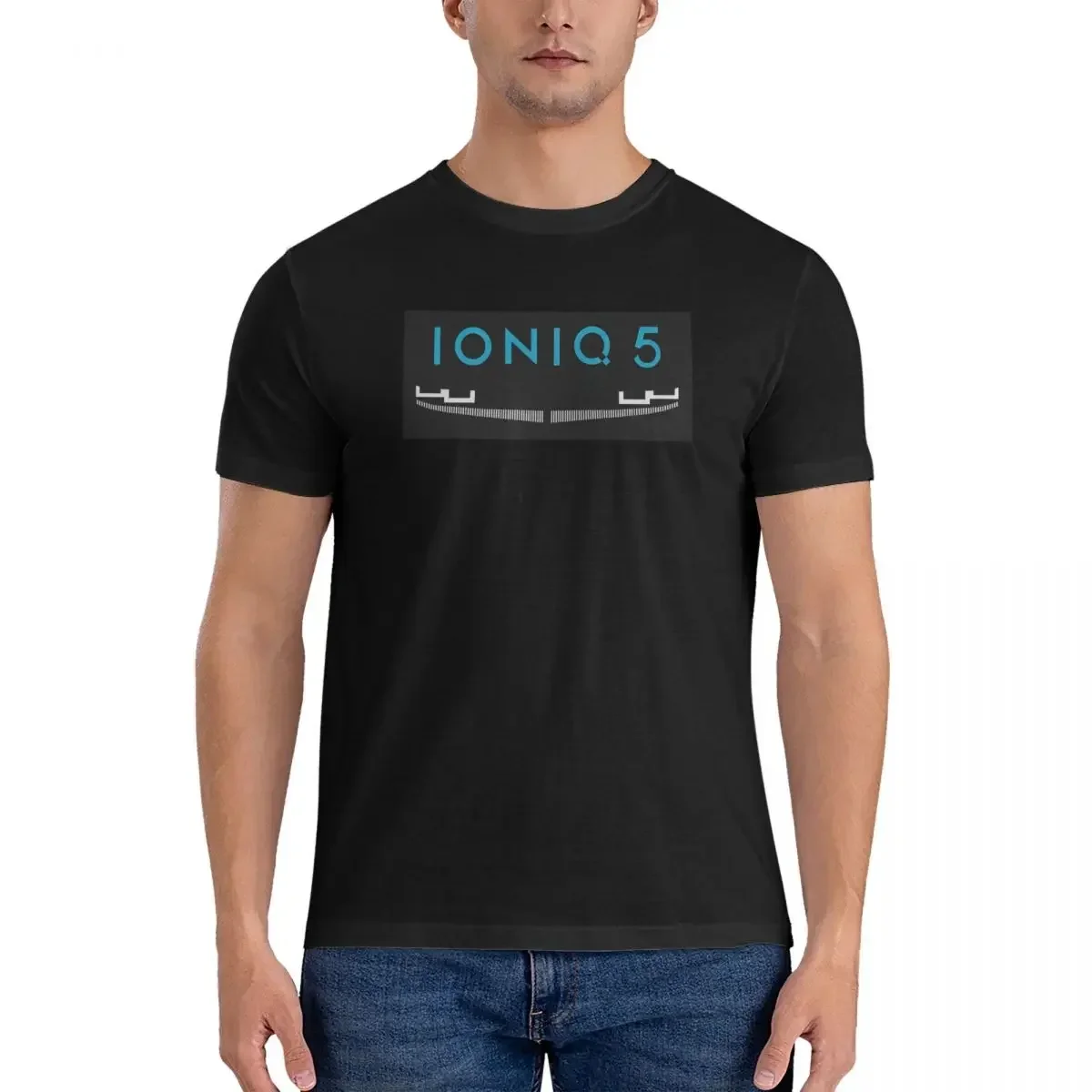 100% Cotton Ioniq 5 Iconic Front Grill And Logo In Blue T-shirt Unisex Funny Oversized T Shirt Men Round Neck Shirts Tops S-6XL