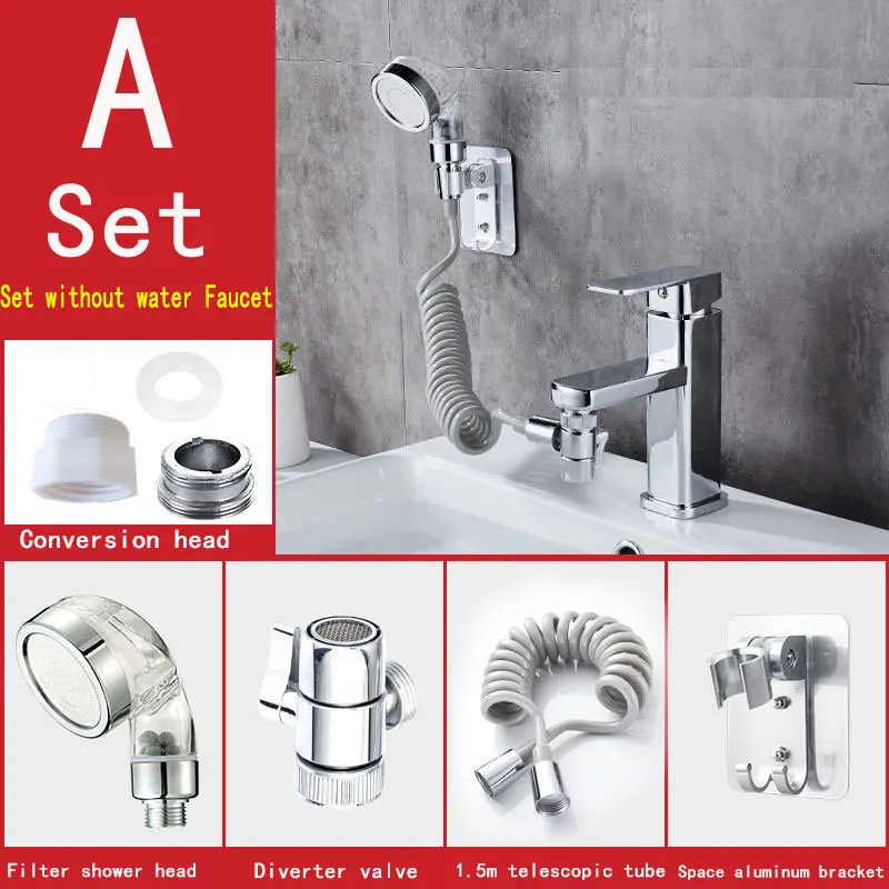 Bad Wasserhahn Dusche Düse Set Stecker Handbrause Shampoo WC Wasserhahn Filter Shampoo Zimmer Küche Waschbecken Wasserhahn