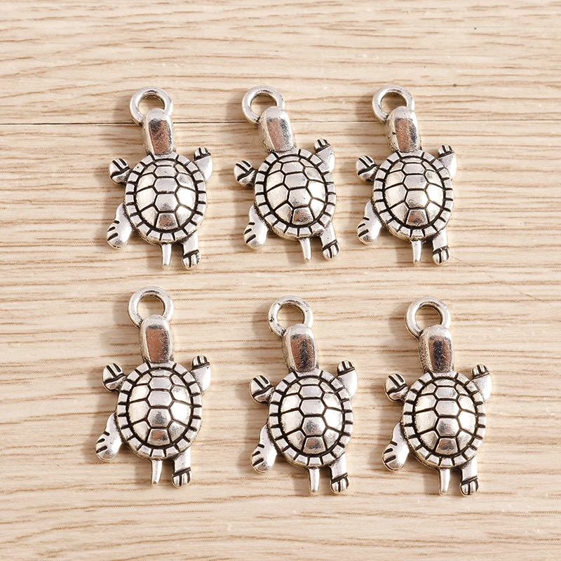 15 Stück 12x22mm Cartoon-Legierungs-Schildkröten-Anhänger für die Herstellung von Ohrringen, Halsketten, Armbändern, DIY-Bastelarbeiten und Schmuckzubehör – Detail 2