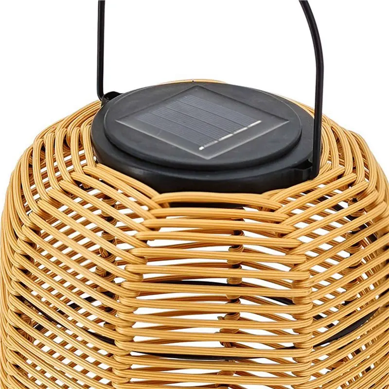 THIVN-4X Solar Rattan Hanging Lantern,Solar Lantern With Handle Solar Outdoor Lantern Decorative Lights For Garden Yard